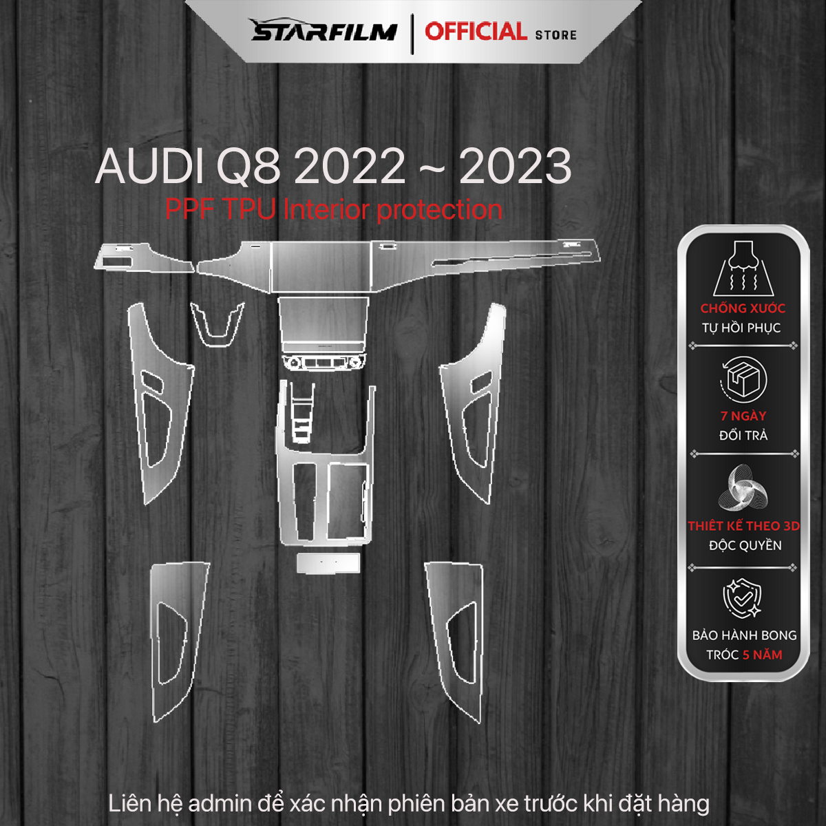 Audi Q8  2022~ 2023 PPF TPU nội thất chống xước tự hồi phục STARFILM